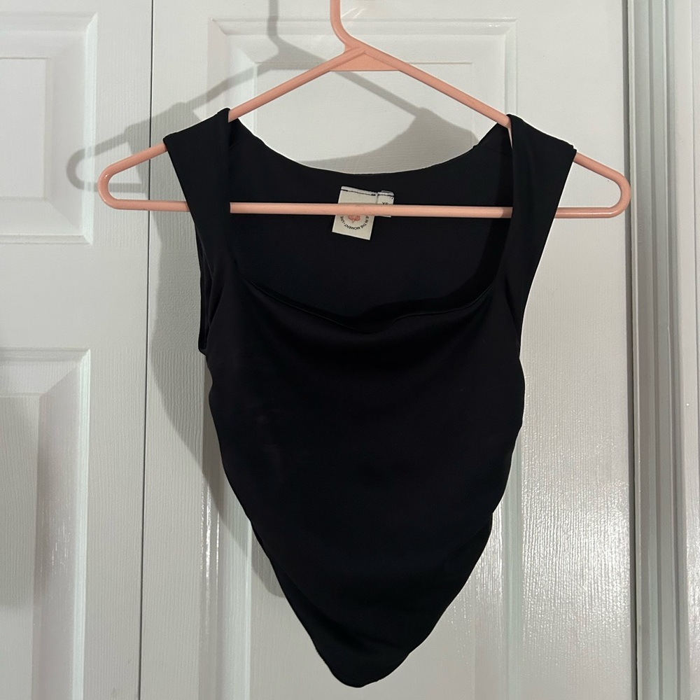Black Square-Neck Tank Top